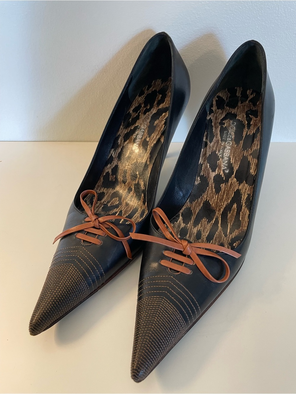Vintage Dolce & Gabbana D&G Leather Pumps Heels 39 Made in Italy